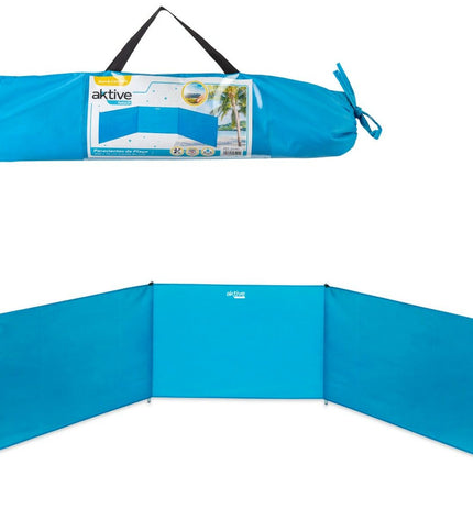 Aktive windscherm for outdoor camping and hiking, measuring 300 x 84 cm or 300 x 85 cm, lightweight and portable.