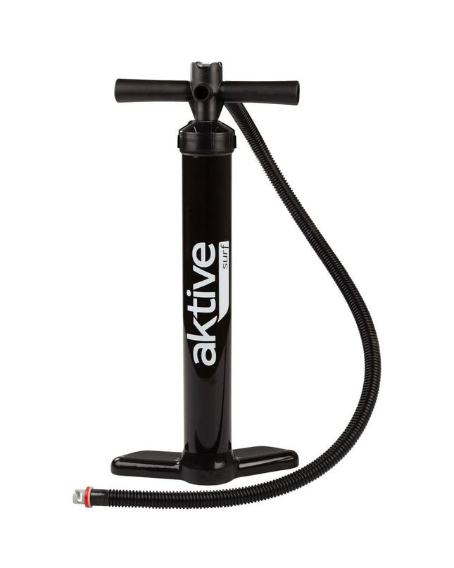 Set of four Aktive black air pumps for sports and watersport, compact and durable for outdoor use.