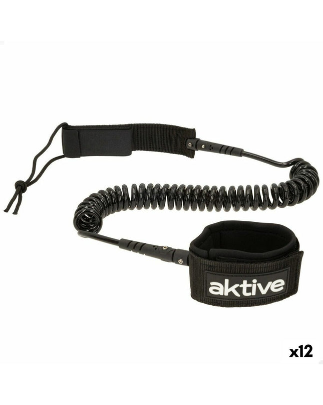 Aktive zwart 20 cm spiraal surfplank leash, waterproof water sport accessory with coiled design for secure attachment during watersports.