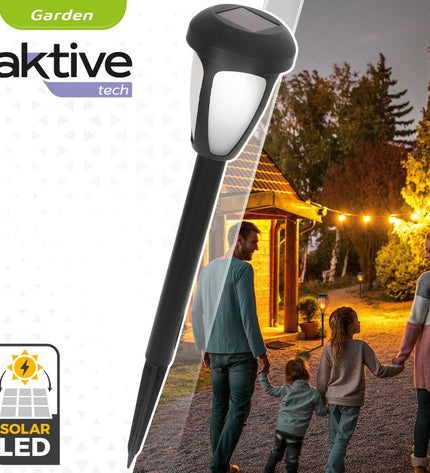 Set of 24 Aktive solar outdoor garden lights with 12 plastic pieces, decorative pathway lighting, 7x37x7 cm in size.