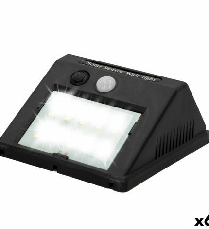 Six Aktive outdoor LED lamps with motion sensors, plastic, 9x12x5 cm, suitable for garden decor and outdoor lighting.
