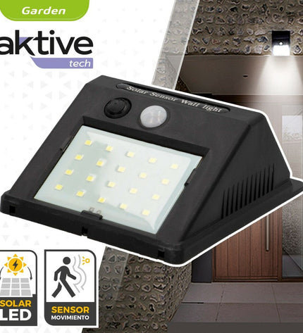 Set of six Aktive outdoor LED lamps with motion sensors, plastic, 9x12x5 cm, ideal for garden outdoor decoration.