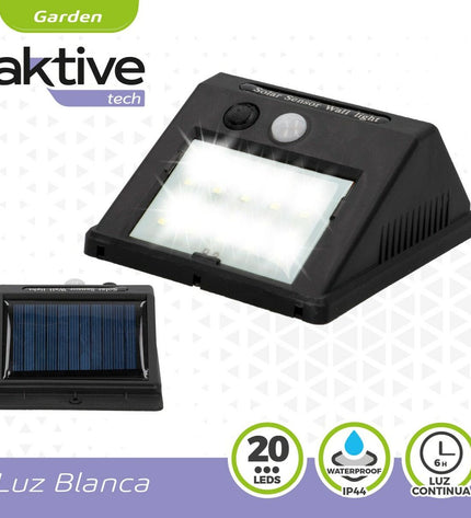 Set of six Aktive outdoor LED lamps with motion sensors, plastic, 9x12x5 cm, ideal for garden decoration and outdoor lighting.