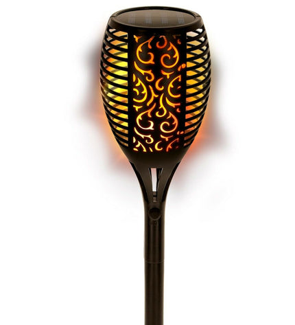 Set of four Aktive solar garden lights made of plastic, 11 x 77.5 x 11 cm, outdoor decorative lighting for garden pathways.