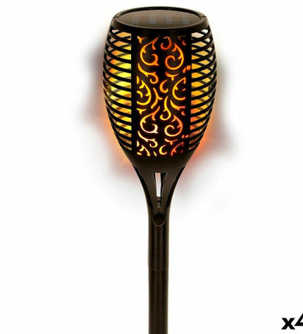 Set of four Aktive solar outdoor garden lights made of plastic, 11 x 77.5 x 11 cm, for decorative outdoor lighting.