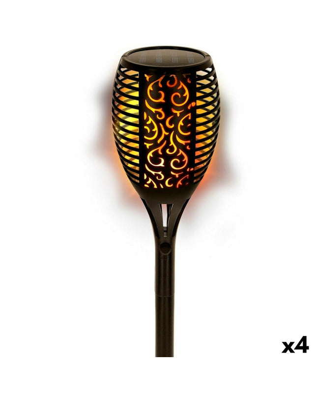 Set of four Aktive solar outdoor garden lights made of plastic, 11 x 77.5 x 11 cm, for decorative outdoor lighting.
