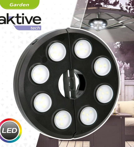 Aktive outdoor LED lamp set for sunshade, six decorative garden lights perfect for outdoor decorating and ambiance.
