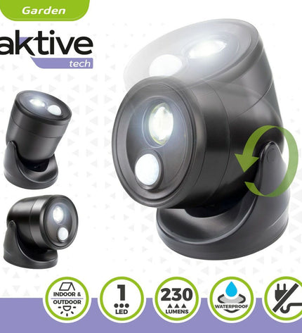 Set of 12 Aktive outdoor LED lamps with motion sensors, plastic garden decor, 10.5 x 12.5 x 13.5 cm size, for outdoor lighting.