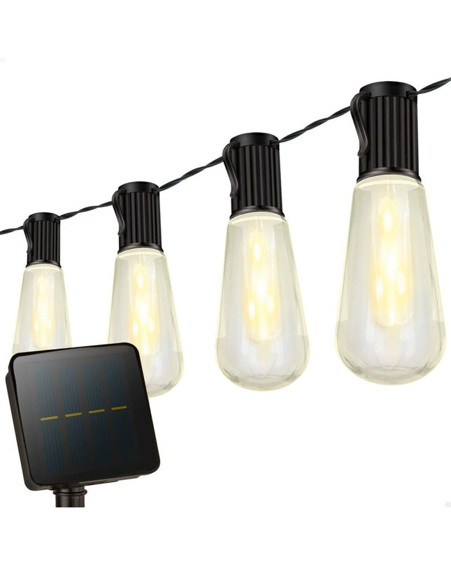 Aktive LED-lichtkrans for outdoor garden decoration, six strings of active LED lights measuring 200x11x4 cm, illuminated at night.