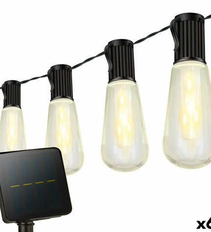 Six Aktive outdoor LED string lights, 200x11x4 cm, arranged for garden decoration, featuring active LED bulbs for outdoor decor.