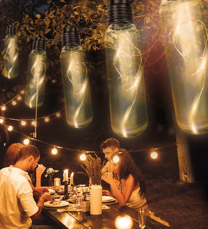 Six Aktive outdoor LED light garlands, 180x17.5x4 cm, suitable for garden decoration with active LED bulbs in a festive arrangement.