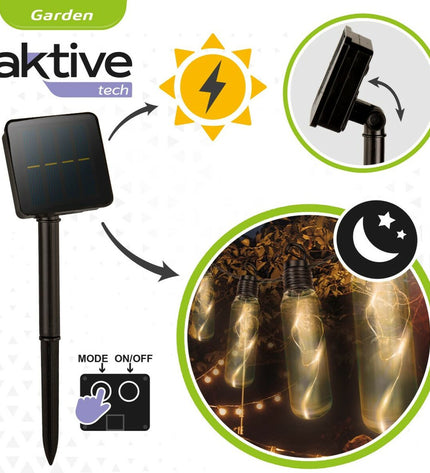 Set of six Aktive outdoor LED light garlands, 180x17.5x4 cm, perfect for garden decoration and outdoor lighting.