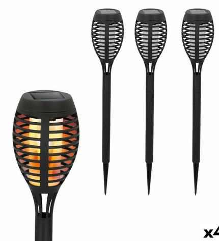 Set of four Aktive solar-powered outdoor garden decorative plastic stake lights, 7.5 x 50 x 7.5 cm.