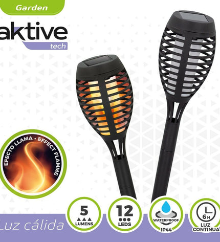 Set of four Aktive solar-powered outdoor garden stake lights, 7.5x50x7.5 cm, plastic decorative garden lighting for outdoor spaces