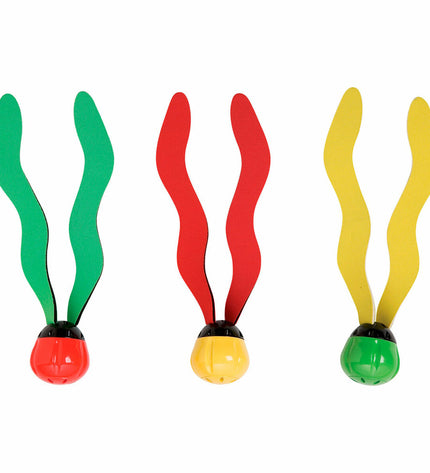 Intex underwater diving toys set with three colorful pieces, part of 12-piece underwater play and outdoor sports equipment.