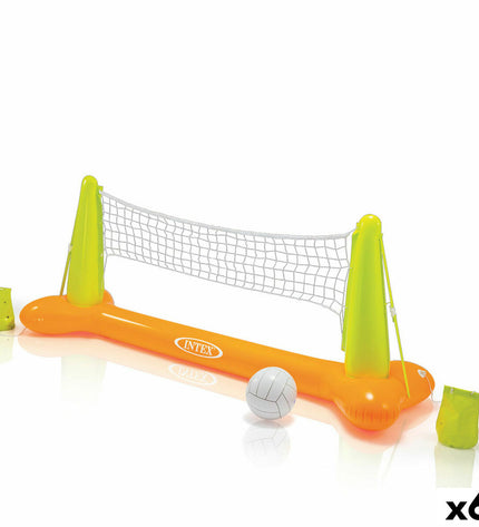 Set of six Intex beach volleyballs with dimensions 23.9 x 9.1 x 6.4 cm, suitable for outdoor sports and beach games.