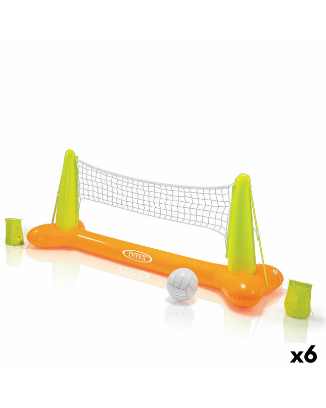 Set of six Intex beach volleyballs with dimensions 23.9 x 9.1 x 6.4 cm, suitable for outdoor sports and beach games.