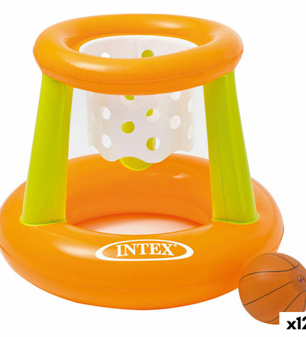 Set of 12 inflatable Intex basketball hoops, 67x55x67 cm, for outdoor play and sports games in bright, colorful design.
