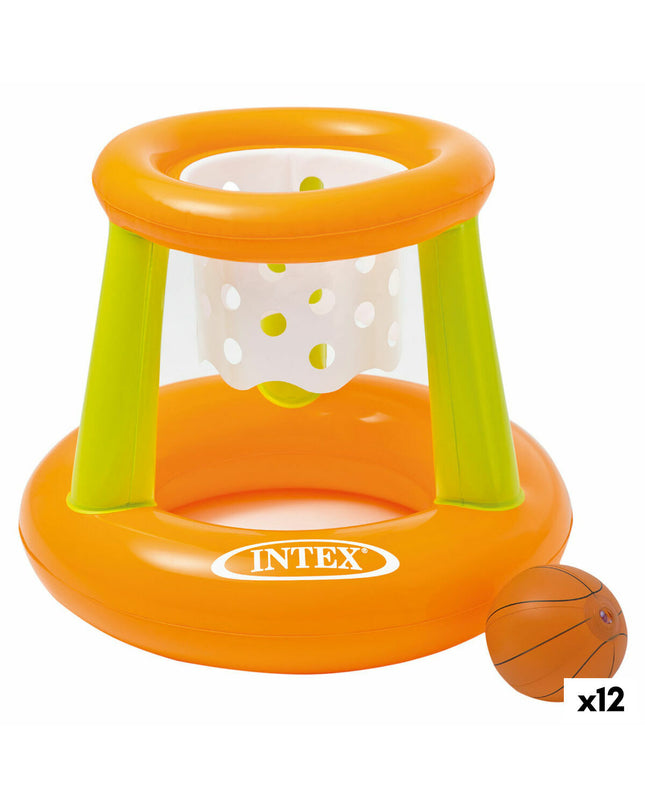 Set of 12 inflatable Intex basketball hoops, 67x55x67 cm, for outdoor play and sports games in bright, colorful design.