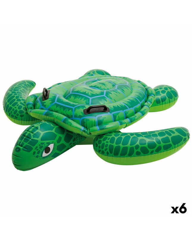 Six Intex inflatable turtle pool toys, 150x30x127 cm, for outdoor swimming and play, suitable for kids' water games.