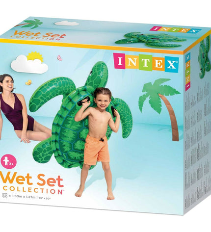 Six Intex inflatable turtle pool toys, 150x30x127 cm, colorful plastic swimming accessories for outdoor and pool play.