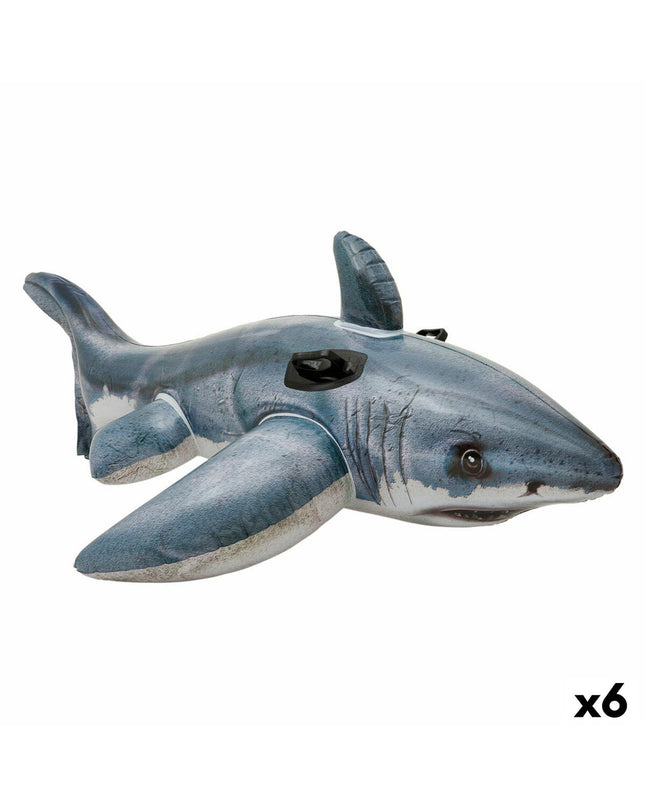 Set of six Intex inflatable shark pool toys, 173 x 5.6 x 10.7 cm, suitable for pool play and outdoor fun.