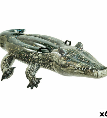 Six Intex inflatable crocodile pool toys, 86 x 20 x 170 cm, designed for outdoor water play and swimming fun.