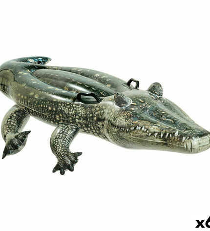 Six Intex inflatable crocodile pool toys, 86 x 20 x 170 cm, suitable for outdoor water play and pool fun.