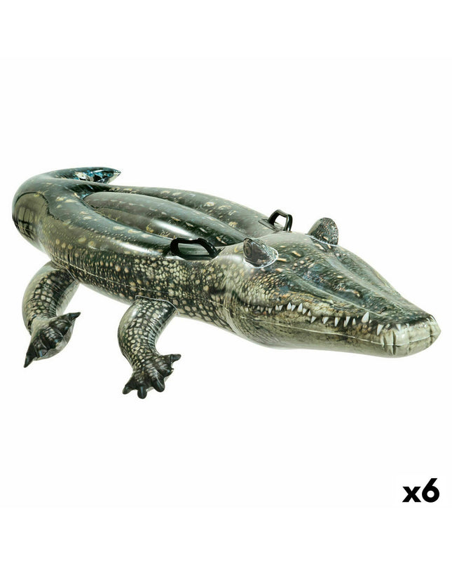 Six Intex inflatable crocodile pool toys, 86 x 20 x 170 cm, suitable for outdoor water play and pool fun.