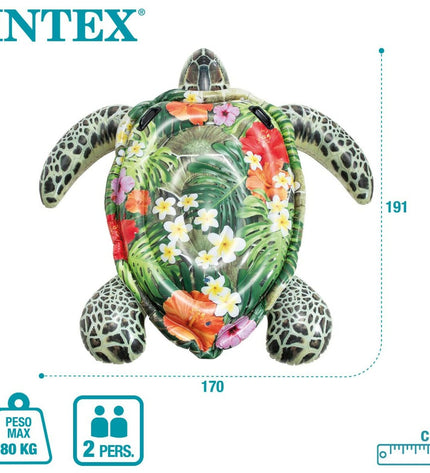 Four Intex inflatable pool figures, colorful and playful, measuring 170 x 38 x 191 cm, designed for outdoor swimming fun.