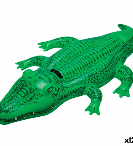 Set of 12 Intex inflatable crocodile pool figures, 168 x 86 cm, suitable for outdoor play and water games.