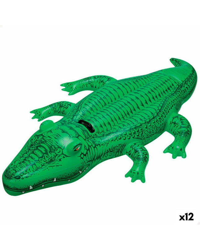 Set of 12 Intex inflatable crocodile pool figures, 168 x 86 cm, suitable for outdoor play and water games.