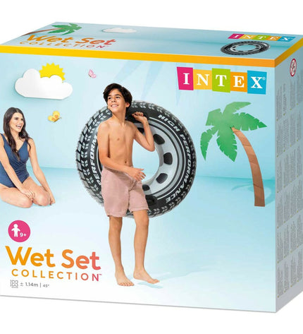 Six Intex inflatable bands, 114 x 114 cm, colorful pool toys for outdoor play and sports, perfect for fun in the sun.