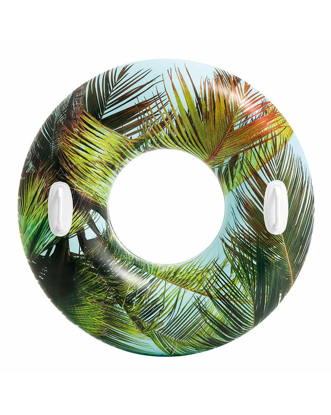 Set of 12 Intex inflatable tropical-themed pool bands, 97 cm diameter, suitable for outdoor play and water activities.