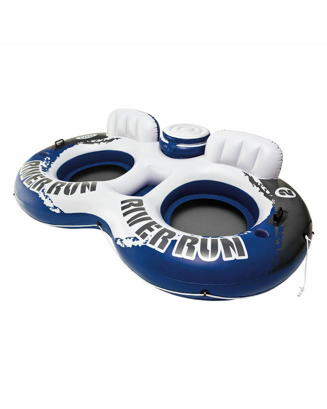 Set of three blue and white inflatable Intex River Run bands, 243 x 51 x 157 cm, designed for outdoor water play.