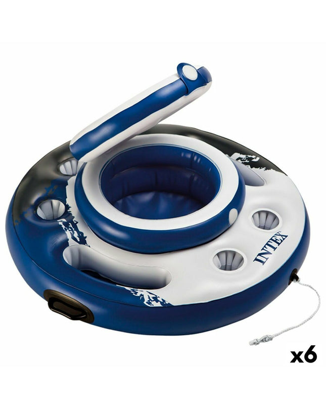 Six Intex Mega Chill inflatable floating coolers, 89x35x89 cm, designed for outdoor water fun and games.