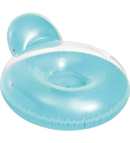 Inflatable round pool chair by Intex, 137x122 cm, suitable for outdoor relaxation and poolside lounging.