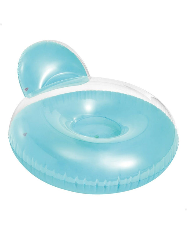 Inflatable round pool chair by Intex, 137x122 cm, suitable for outdoor relaxation and poolside lounging.