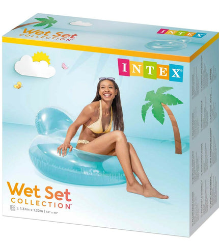 Inflatable circular pool chair by Intex, 137 x 122 cm, designed for outdoor recreation and poolside relaxation.