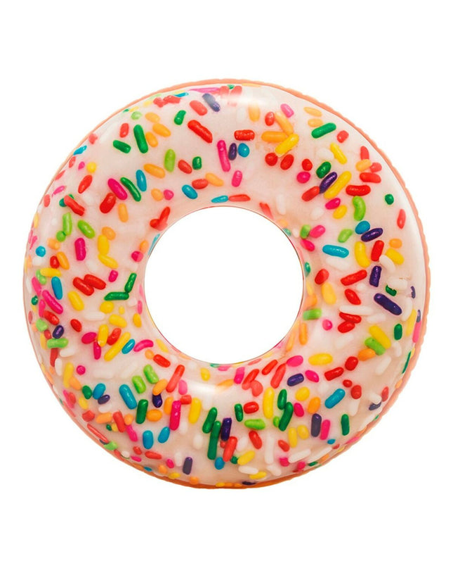 Set of 12 white inflatable donut pool floats by Intex, 114 x 25 x 114 cm, suitable for outdoor water play and fun.