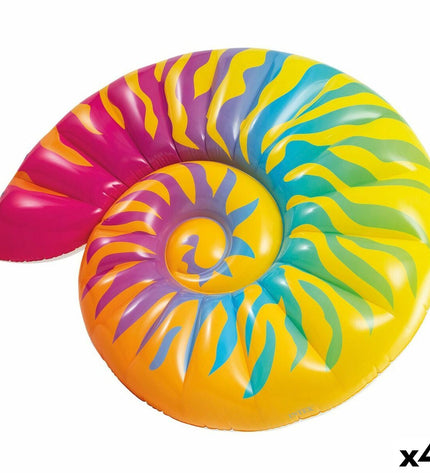 Set of four Intex inflatable shell-shaped mattresses, 15.7 x 25 x 12.7 cm, ideal for outdoor play and relaxation.