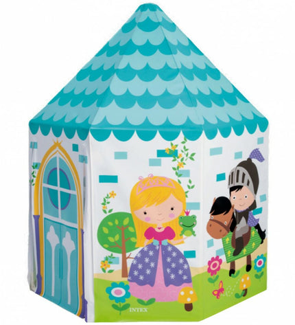 Intex princess-themed kids' playhouse set with four pieces, measuring 104x104x130 cm, for outdoor fun and imaginative play