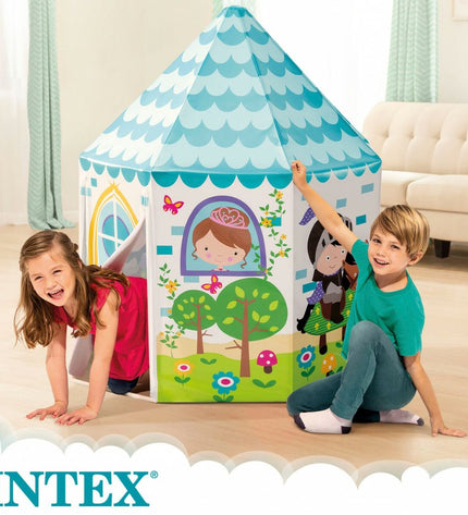 Set of four Intex princess playhouses for children, measuring 104x104x130 cm, suitable for outdoor and indoor play.