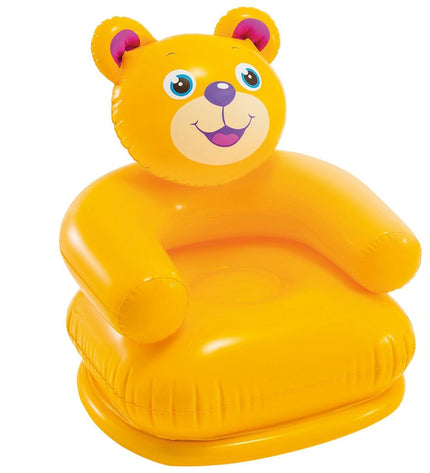 Inflatable Intex HAPPY ANIMAL chair, 66x79x64 cm, colorful plush design, suitable for indoor or outdoor use.