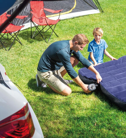 Set of six Intex Quick Fill electric air pumps for camping and outdoor use, 220-240V, compact and portable.