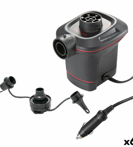 Set of six Intex electric air pumps, 12V portable inflators for camping and outdoor activities, compact and easy to use.