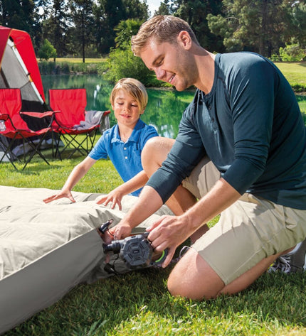 Intex Quick Fill rechargeable electric air pump with four nozzles, suitable for outdoor camping and sports equipment.