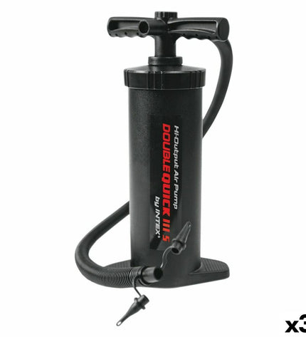 Intex Double Quick III inflatable air pumps for camping and outdoor use, shown with multiple pump icons on the packaging.