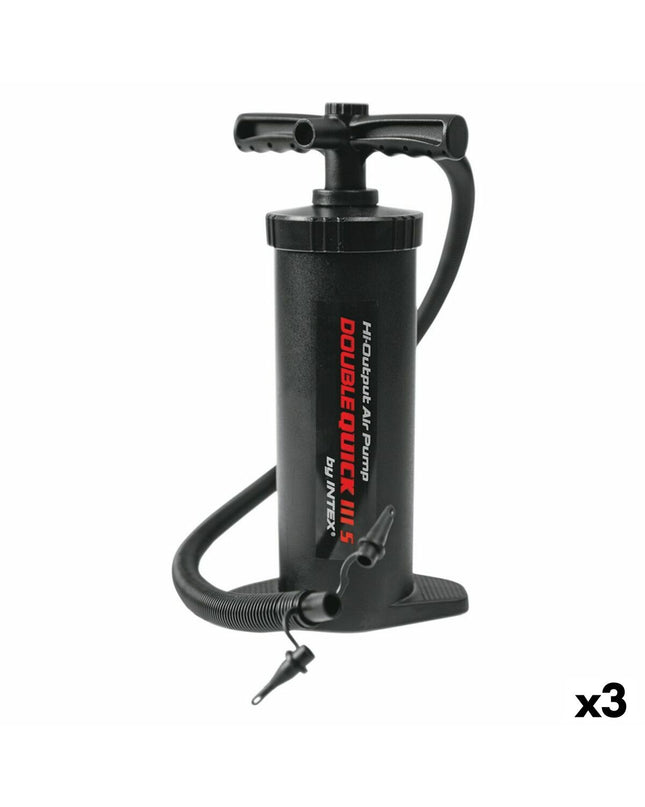 Intex Double Quick III inflatable air pumps for camping and outdoor use, shown with multiple pump icons on the packaging.
