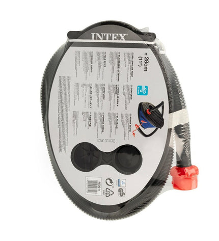 Intex voetpomp for sport and outdoor cycling, compact hand pump with pressure gauge and durable construction.